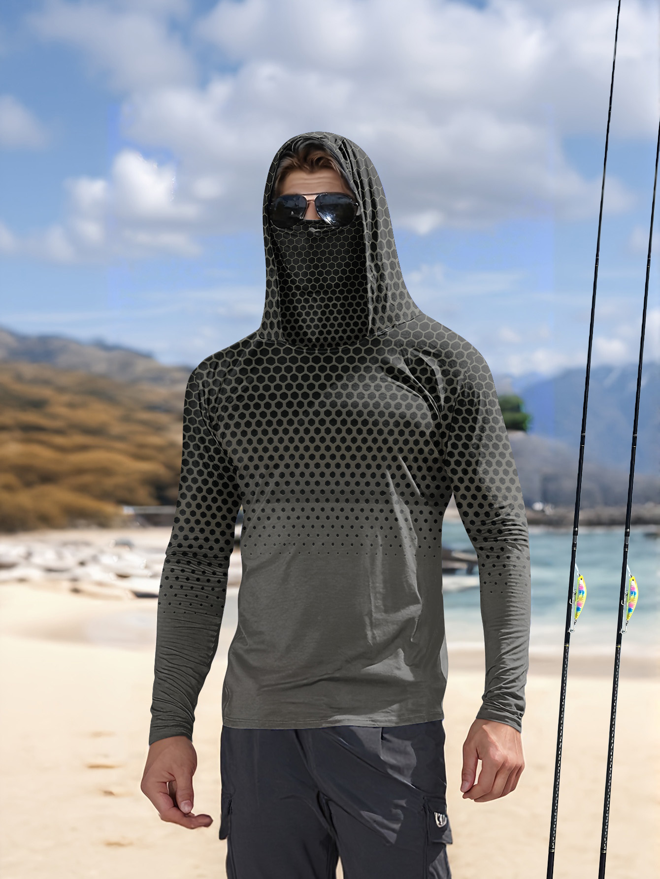 Herren Angelhemd mit Kapuze, L – Fishing Bewertung und Preis